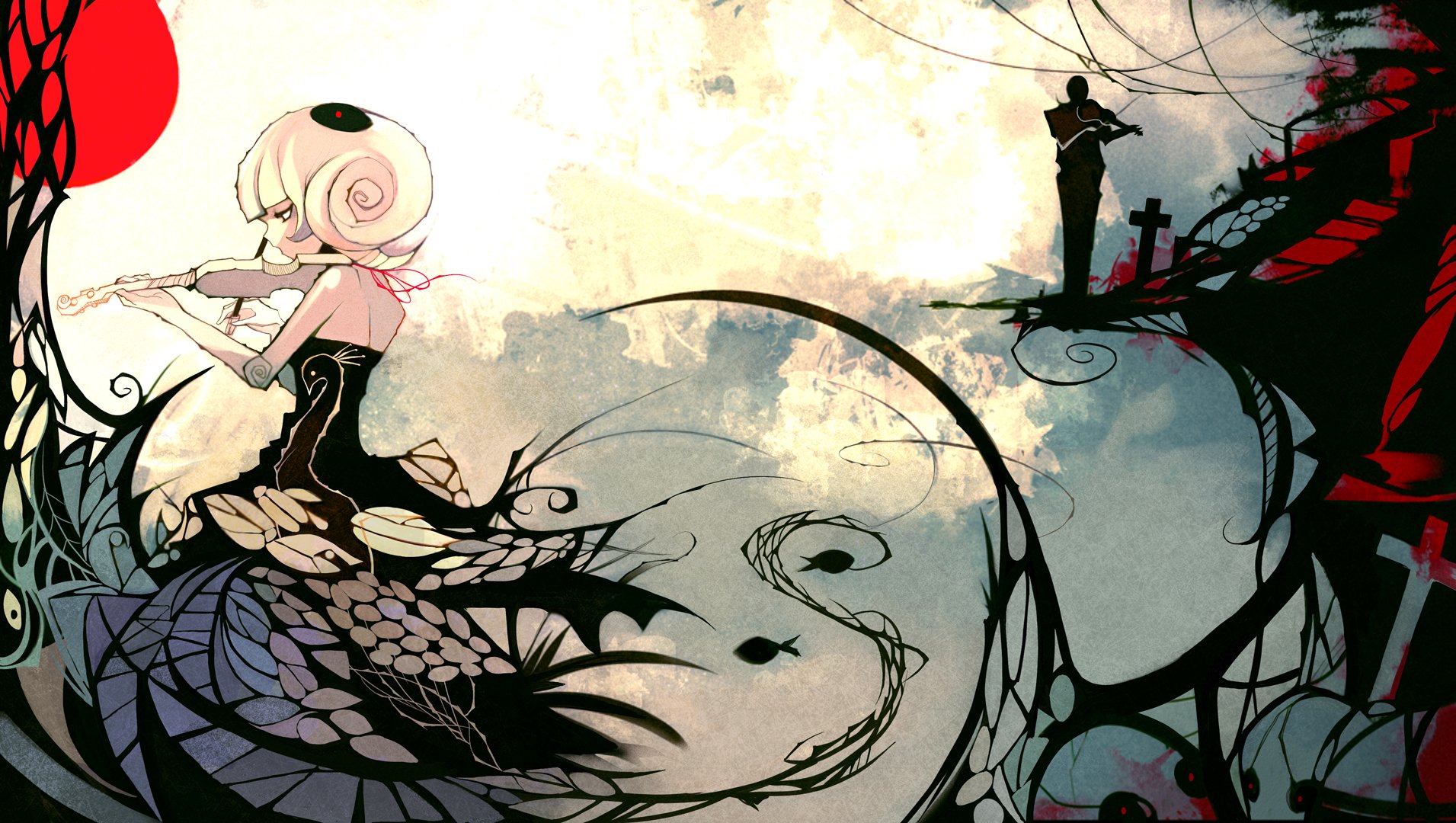 Nano Mortis, Artwork, Violin, Cross Wallpaper