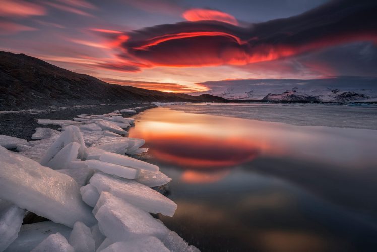 nature, Landscape, Snow, Reflection, Clouds, Sky HD Wallpaper Desktop Background