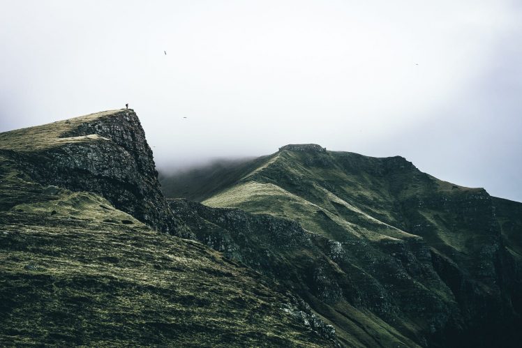 mountains, Clouds, Mist, Alone, Rain, Storm, Faroe Islands HD Wallpaper Desktop Background