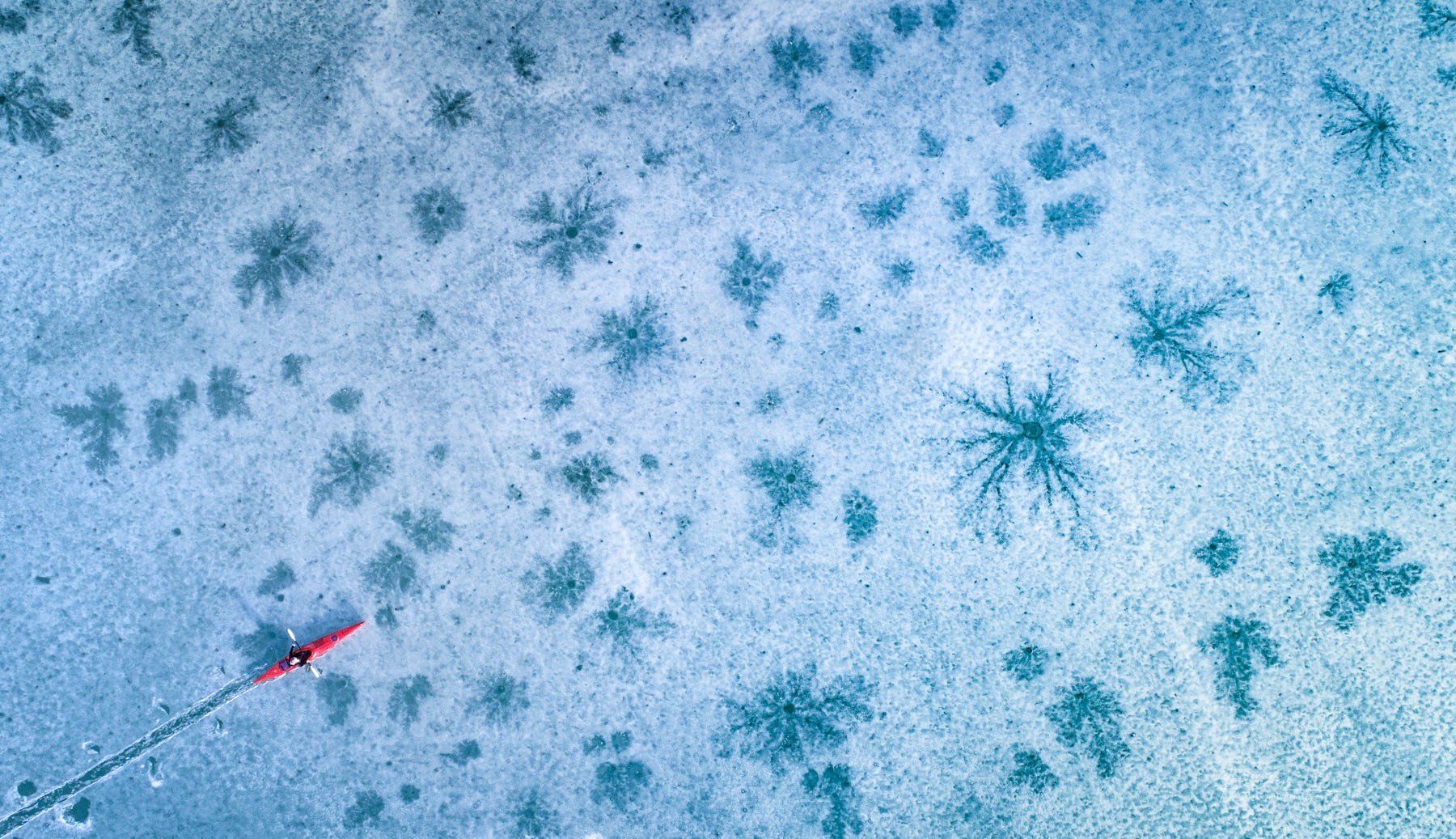frozen lake, Ice, Drone Wallpaper