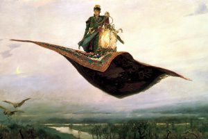 Vasnetsov, Carpets, Prince, Floating, Birds, Landscape, Fairy tale, Painting