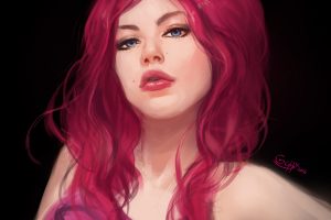 women, Redhead, Portrait, Artwork