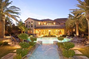 house, Backyard, Swimming pool, Palm trees, San Alivia, Las Vegas