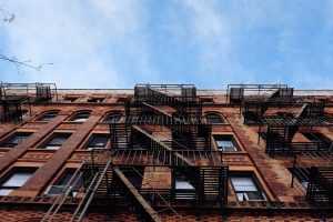 architecture, Building, Old building, Ladders, Worms eye view, Clouds, Branch, Window, Bricks, New York City, USA, Brooklyn