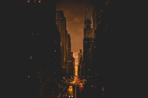 New York City, Evening, Town, Street light, Dark