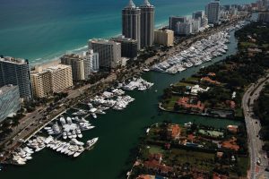 Florida, Cityscape, Panorama, Aerial view, Miami, Indian creek