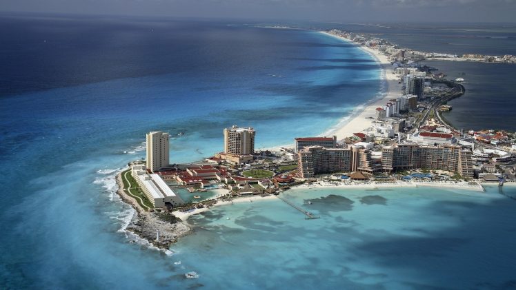 Cancun, Mexico, Cityscape, Sea, Aerial view HD Wallpaper Desktop Background