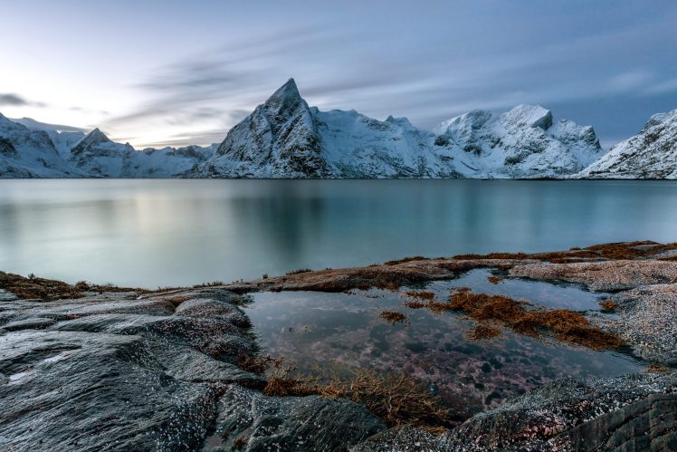 nature, Landscape, Winter, Clouds, Norway, Lake, Rocks HD Wallpaper Desktop Background