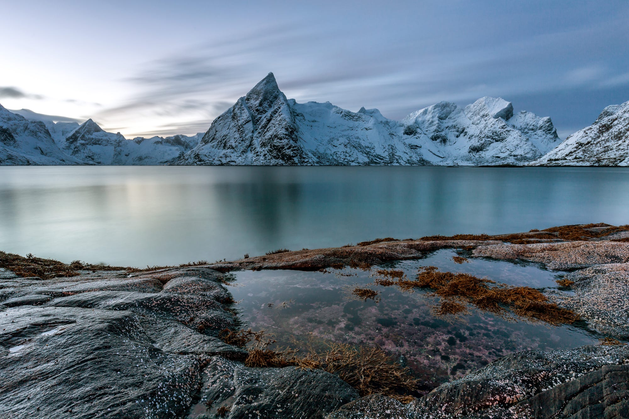 nature, Landscape, Winter, Clouds, Norway, Lake, Rocks Wallpaper