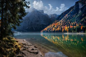 landscape, Nature, Italy, Trees, Forest, Lake, Reflection, Mountains, Clouds