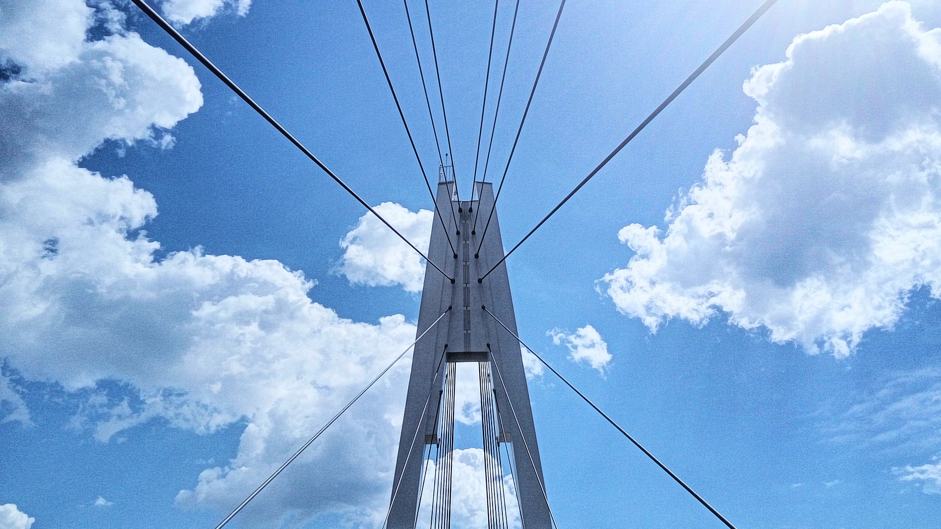 sky, Clouds, Rope bridge Wallpaper