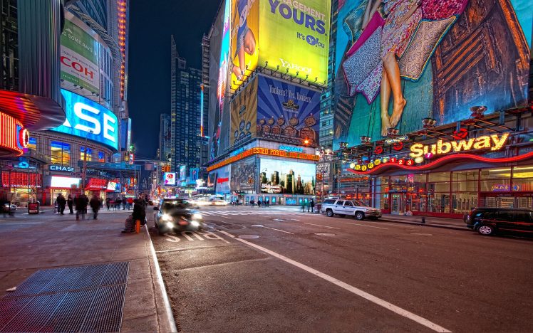 New York City, Times Square, Street light, Cityscape, Night HD Wallpaper Desktop Background