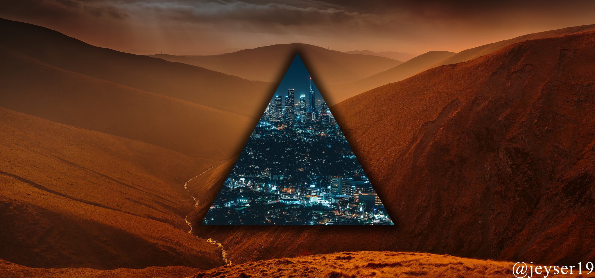 triangle, Digital art, Dessert, Cityscape Wallpaper