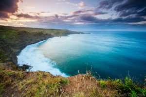nature, Hawaii, Landscape, Mountains, Horizon, Clouds, Water, Waves