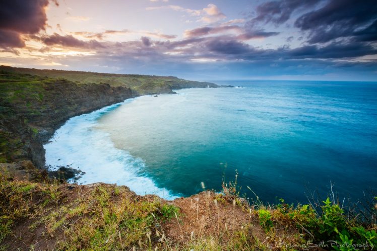 nature, Hawaii, Landscape, Mountains, Horizon, Clouds, Water, Waves HD Wallpaper Desktop Background
