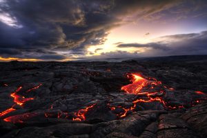 landscape, Lava, Volcano, Clouds, Indonesia, Rock