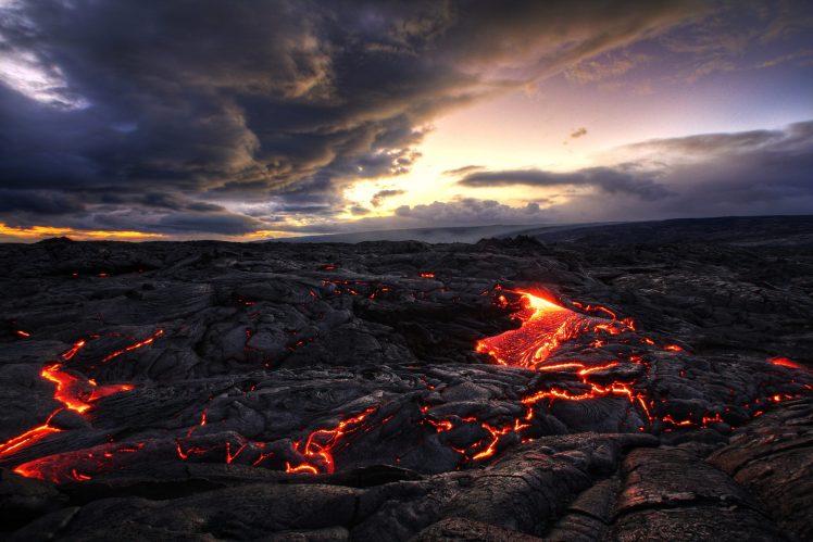 landscape, Lava, Volcano, Clouds, Indonesia, Rock HD Wallpaper Desktop Background