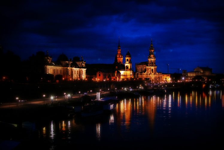 building, Landscape, Cityscape, Night, Dresden, Germany HD Wallpaper Desktop Background