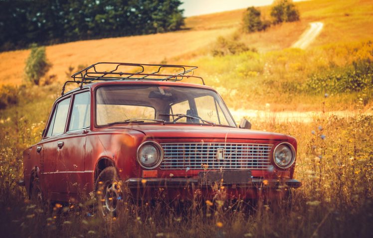 red, Car, Nature, Vintage, LADA HD Wallpaper Desktop Background