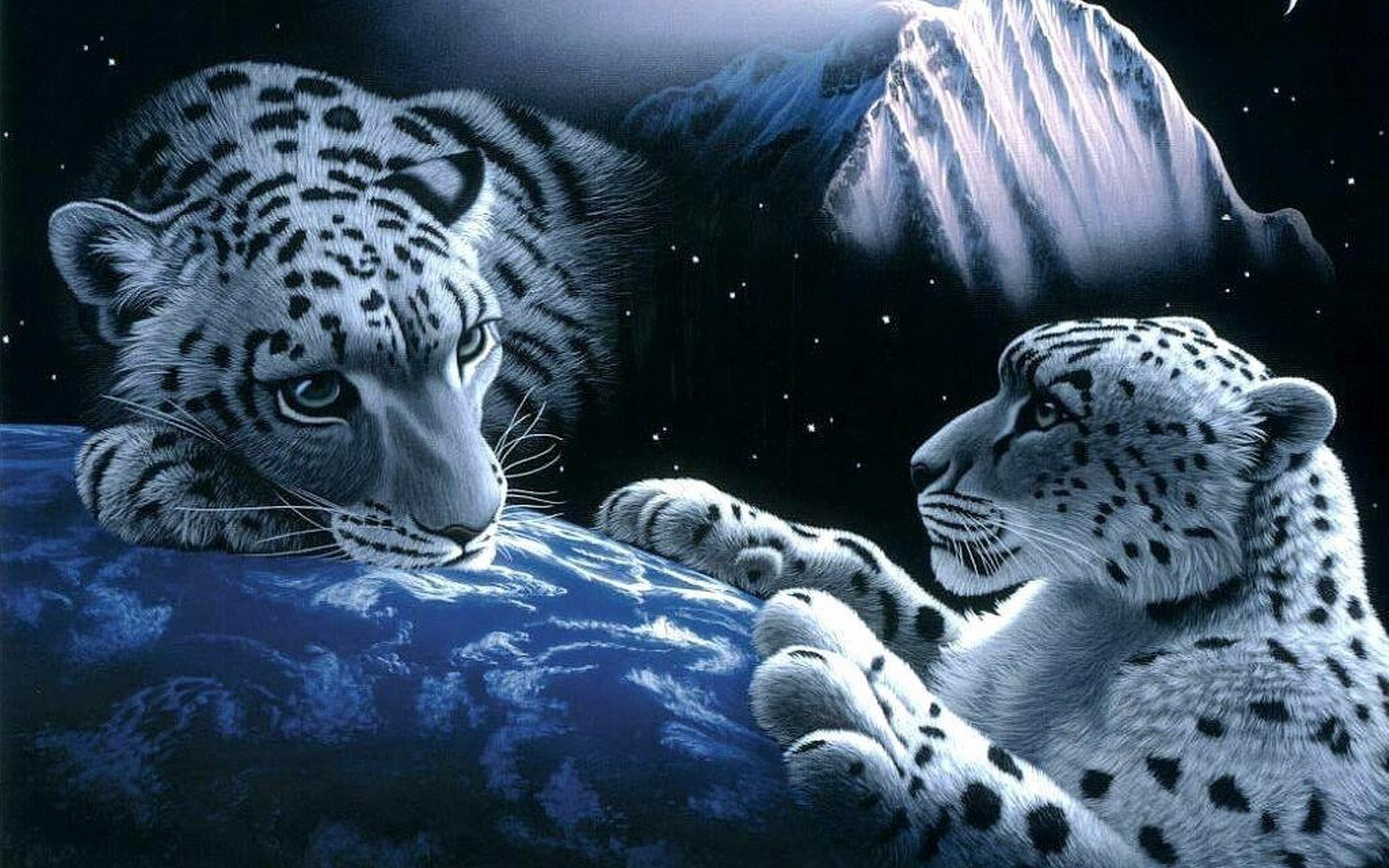 leopard, Digital art Wallpaper