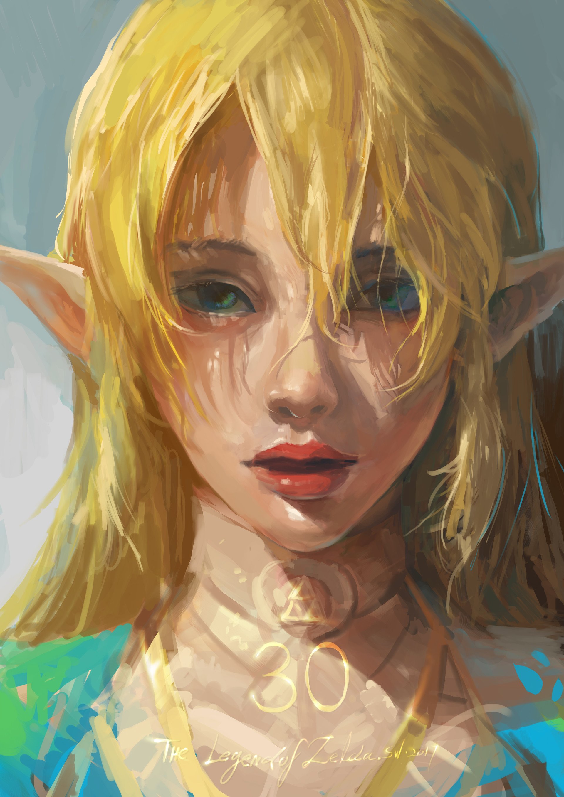 blonde, Green eyes, Fantasy art, The Legend of Zelda, Portrait