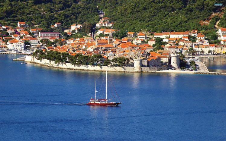 Korčula, Croatia, Sea, Cityscape, Yacht, Summer, Vacation HD Wallpaper Desktop Background
