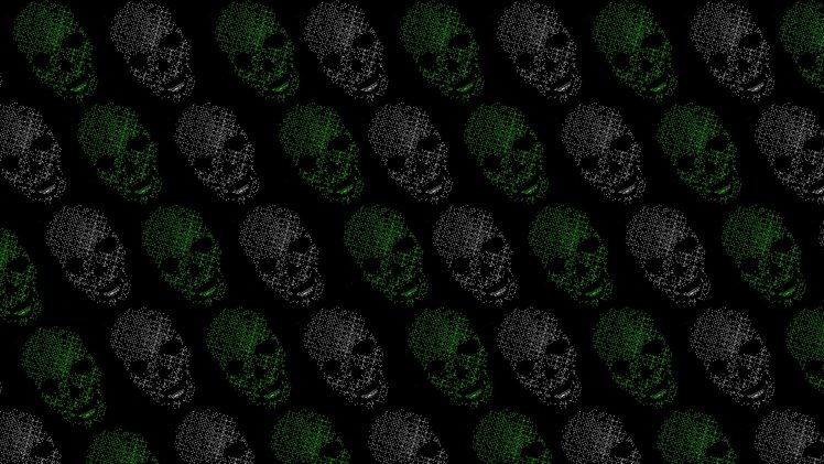 skull, Black, Green HD Wallpaper Desktop Background