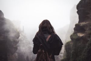 traveller, Mountains, Mist, Bag, Alone