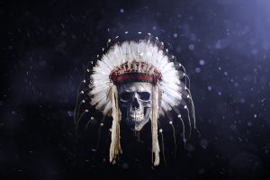 feathers, Skull, Native American clothing, Headband