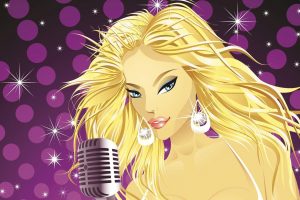 women, Blonde, Singer, Microphone, Vector graphics