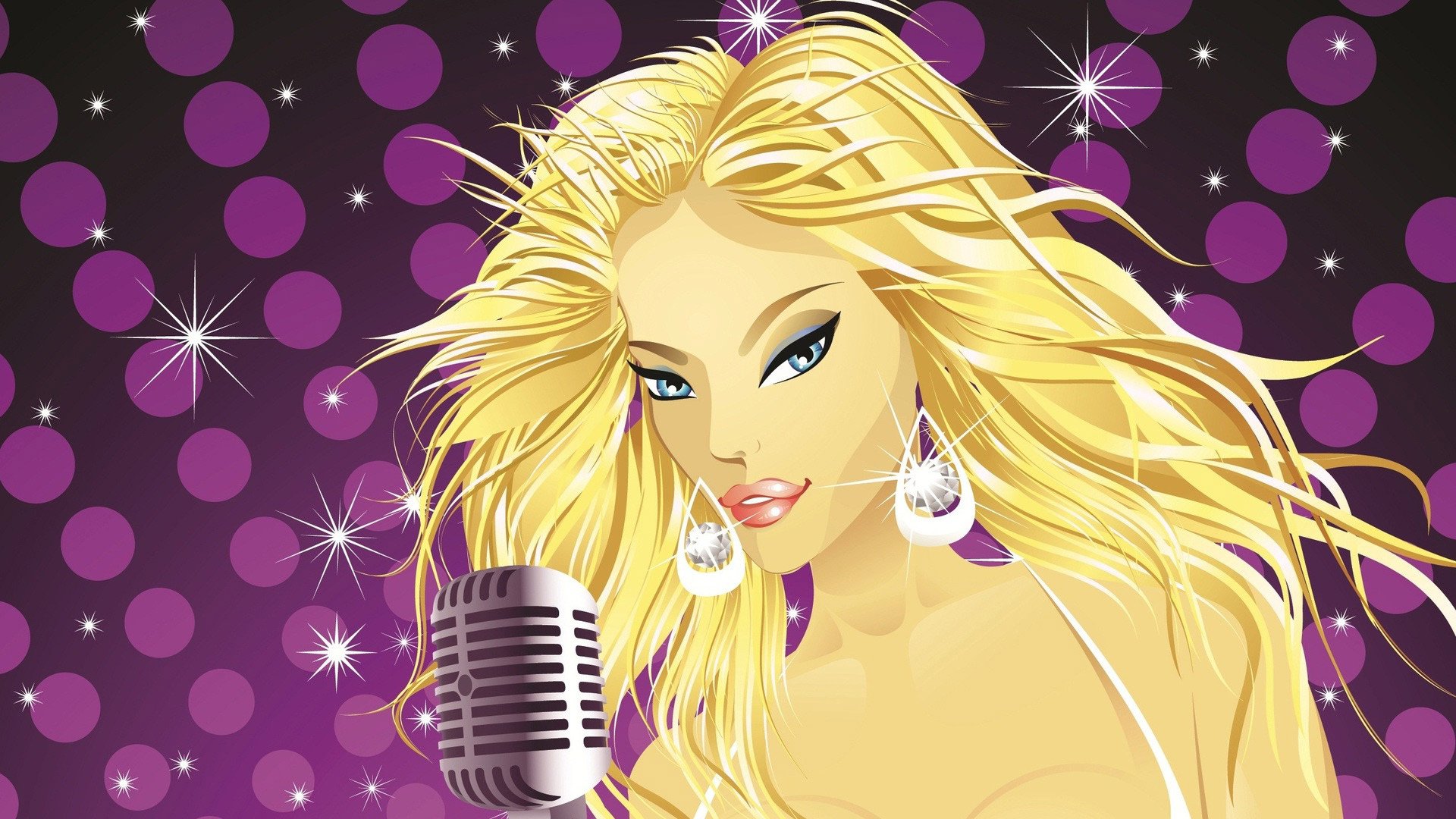 women, Blonde, Singer, Microphone, Vector graphics Wallpaper