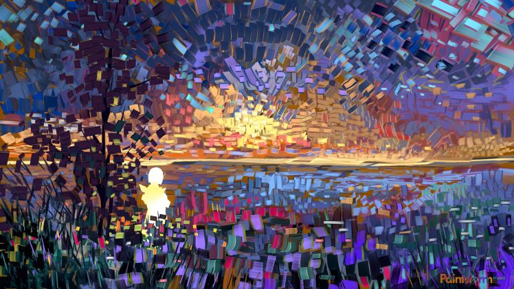 digital art, Sunset, Geometry, Colorful HD Wallpaper Desktop Background