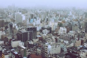 city, Town, Japan, Parking lot, Kanji, Katakana, Mist, Building, Urban photo