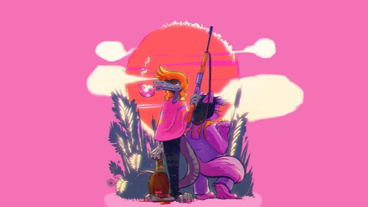 cat girl, Undertale, Pink background, Smoking, Chara, Reptiles, Pink dress, Love, FN FAL HD Wallpaper Desktop Background