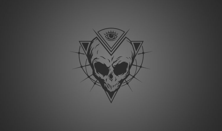 eyes, Skull, Triangle, Simple background, The all seeing eye, Aliens HD Wallpaper Desktop Background