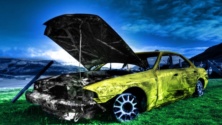 Photoshop, Car, Clear sky, Skyline R33 HD Wallpaper Desktop Background