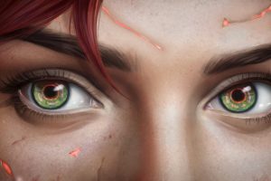 eyes, Commander Shepard, Digital art, Closeup, Fem Shep, Mass Effect