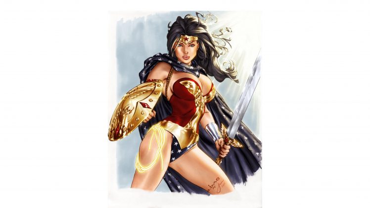 Wonder Woman, DC Comics, Illustration, Simple background HD Wallpaper Desktop Background