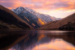 lake Kirkpatrick, New Zealand, Mountains, Lake, Sunset, Nature, Landscape