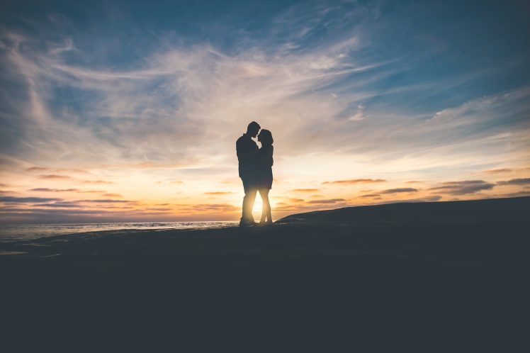 couple, Landscape, Sunset, Clouds, Sun HD Wallpaper Desktop Background