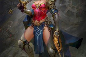warrior, Wonder Woman, Fantasy art, Sword