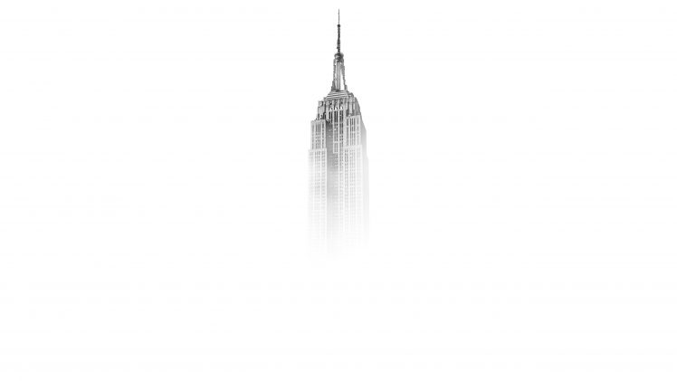 Empire State Building, New York City, White  background, Gradient, Architecture, Skyscraper HD Wallpaper Desktop Background