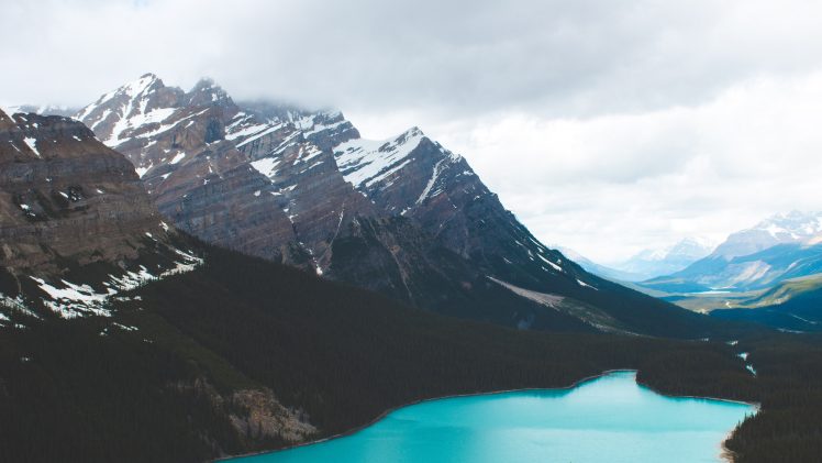 landscape, Mountains, Lake, Snowy peak, Clouds HD Wallpaper Desktop Background