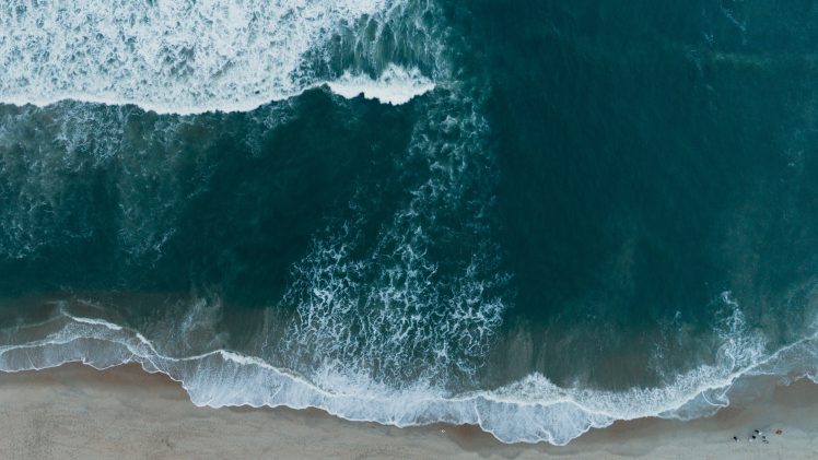 landscape, Aerial view, Sea, Water, Coast, Beach, Waves HD Wallpaper Desktop Background