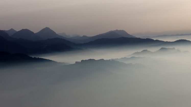landscape, Mist, Mountains, Sunrise HD Wallpaper Desktop Background