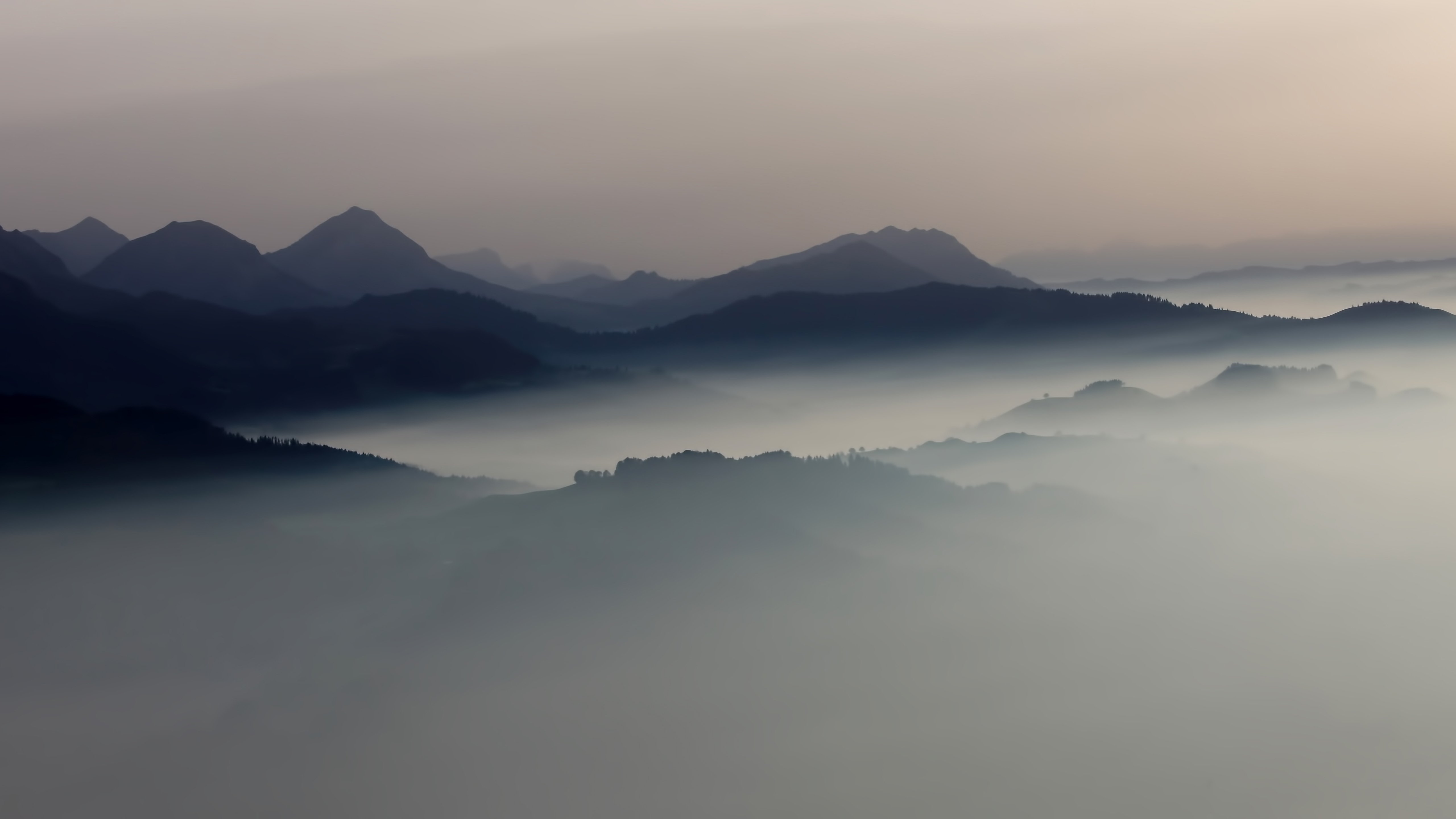 landscape, Mist, Mountains, Sunrise Wallpaper