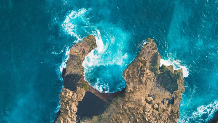 landscape, Aerial view, Sea, Water, Coast, Rocks HD Wallpaper Desktop Background