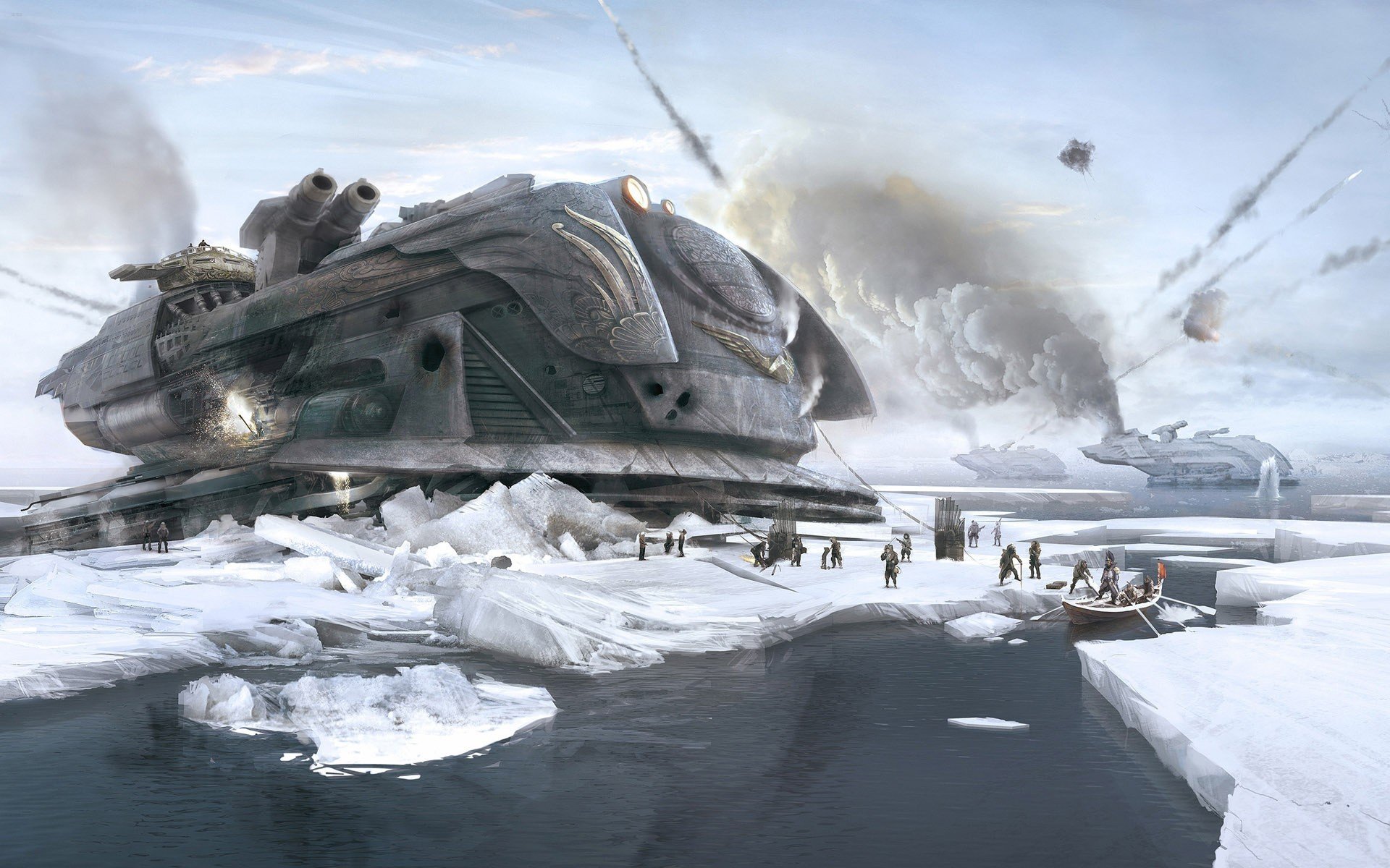 ice, Landscape, Boat, War, Arctic Wallpaper
