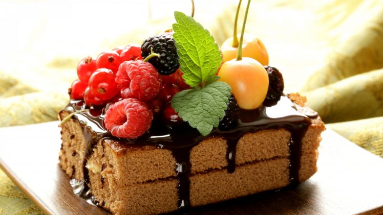 cake, Chocolate, Fruit, Food HD Wallpaper Desktop Background