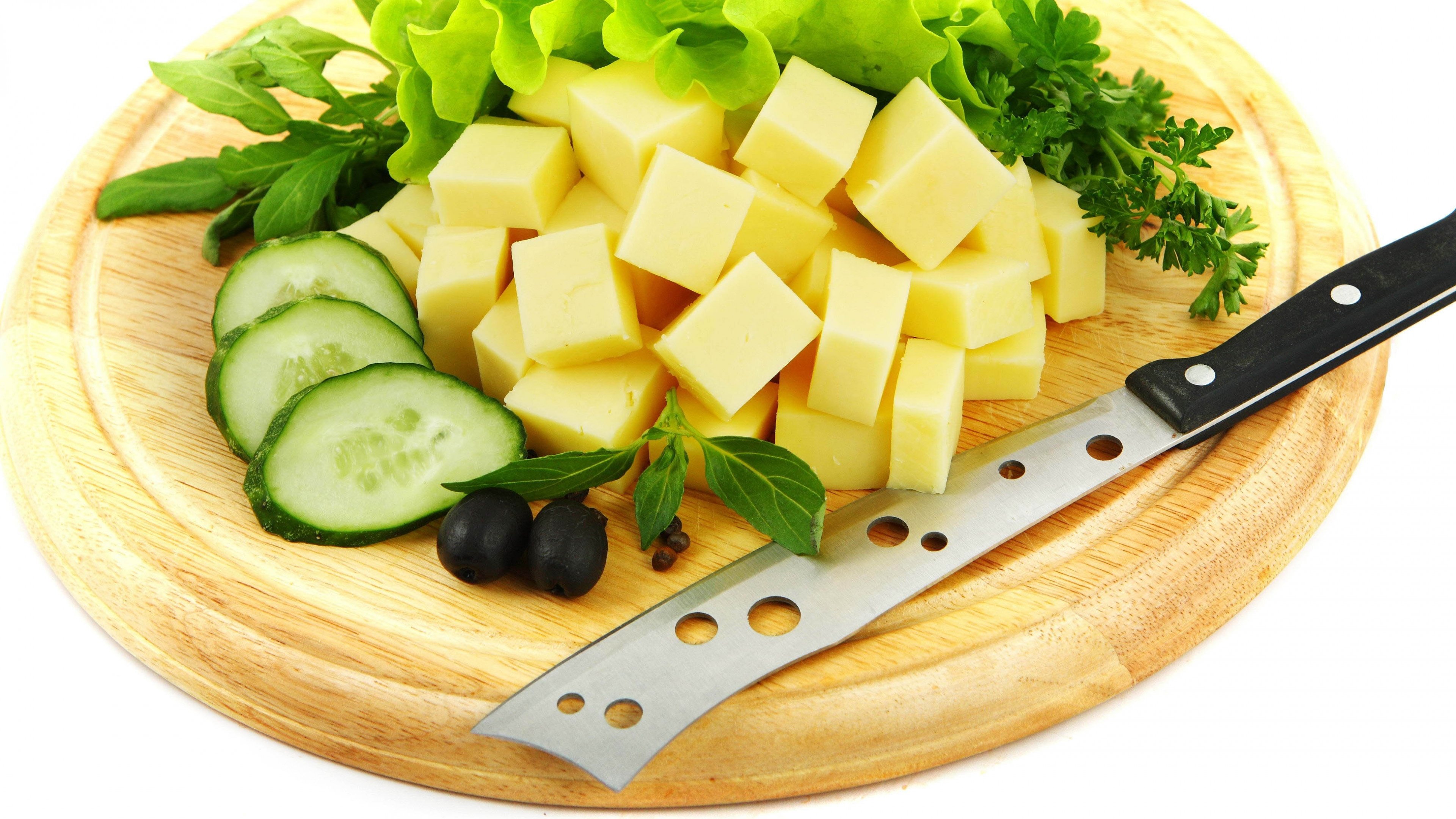 cheese, Cucumbers, Food, Knife Wallpaper